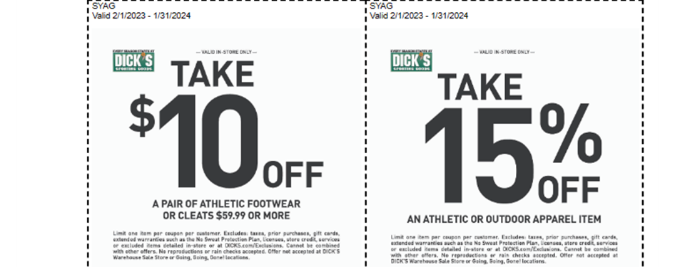 Save up to 15% your next purchase at Dick's